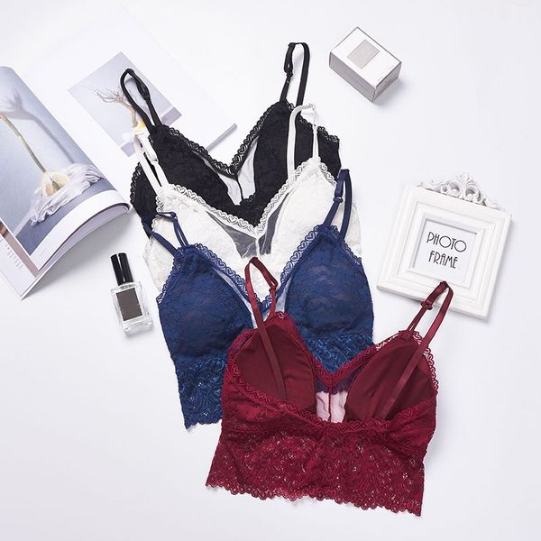 women bra floral lace bralette padded bustier girls crop black white blue red bra triangle wireless push up, Red;black
women bra floral lace bralette padded bustier girls crop black white blue red bra triangle wireless push up, Red;black