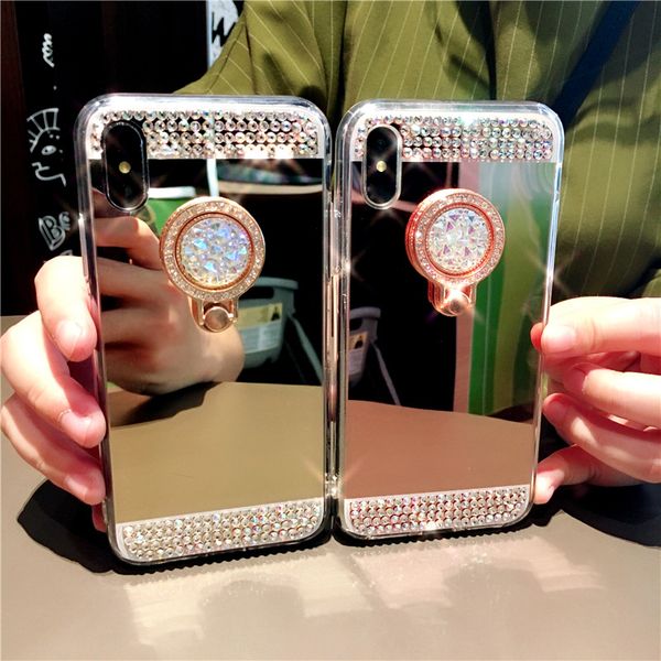 

1PCS Алмазного блеск Bling Soft Зеркало кольцо держатель для IPhone 11 про й хз макс 6 7 хг 8 пл