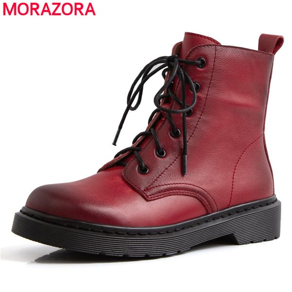 morazora 2020 winter new fashion genuine leather boots low heel round toe leisure lace up ankle boots for woman black red
morazora 2020 winter new fashion genuine leather boots low heel round toe leisure lace up ankle boots for woman black red