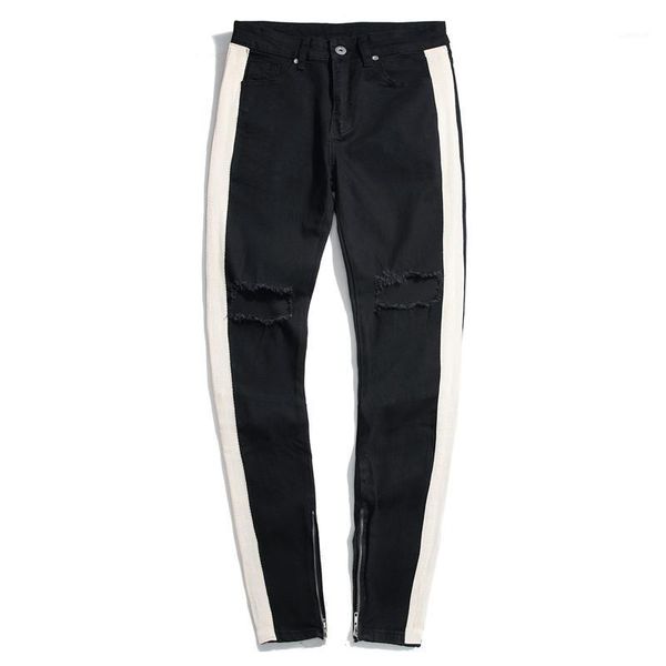 jeans fashion slim stripe zipper panelled mens pencil pants casual panelled males clothing hole mens designer, Blue
jeans fashion slim stripe zipper panelled mens pencil pants casual panelled males clothing hole mens designer, Blue