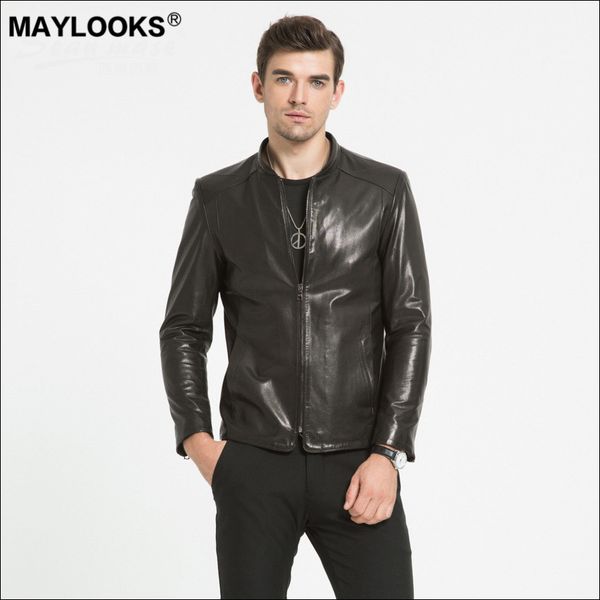 maylooks 2019 autumn winter new goatskin jacket leather man collar casual jacket ws111, Black
maylooks 2019 autumn winter new goatskin jacket leather man collar casual jacket ws111, Black