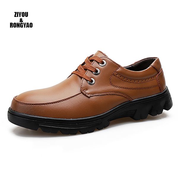 men shoes genuine leather comfortable men casual shoes footwear flats laceup zapatos hombre business leather, Black