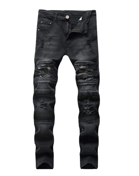 new stylish slim small straight knee hole stretch locomotive jeans men casual personality tide brand fold designer pants, Blue
new stylish slim small straight knee hole stretch locomotive jeans men casual personality tide brand fold designer pants, Blue