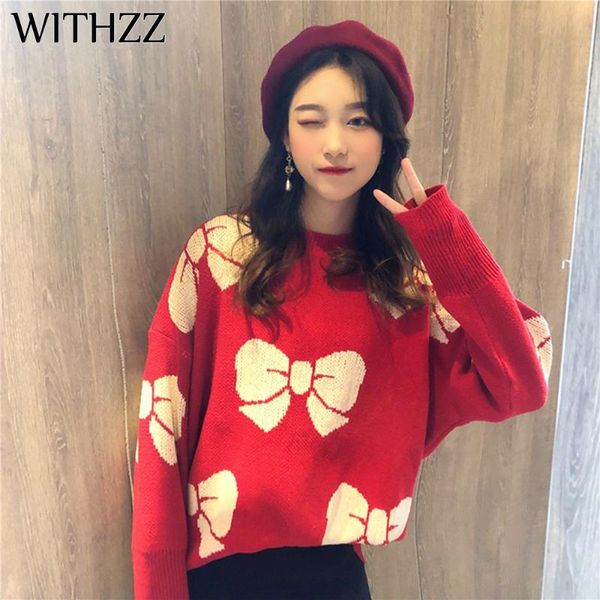 withzz christmas sweater women's pullover thick autumn winter loose printed knitted sweater, White;black
withzz christmas sweater women's pullover thick autumn winter loose printed knitted sweater, White;black
