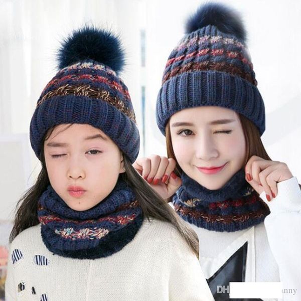 outdoor winter knitted hats lady and kid stripe wool thicken beanies with raccoon hair parent-child skull caps and scarf 0020ht, Blue;gray
outdoor winter knitted hats lady and kid stripe wool thicken beanies with raccoon hair parent-child skull caps and scarf 0020ht, Blue;gray