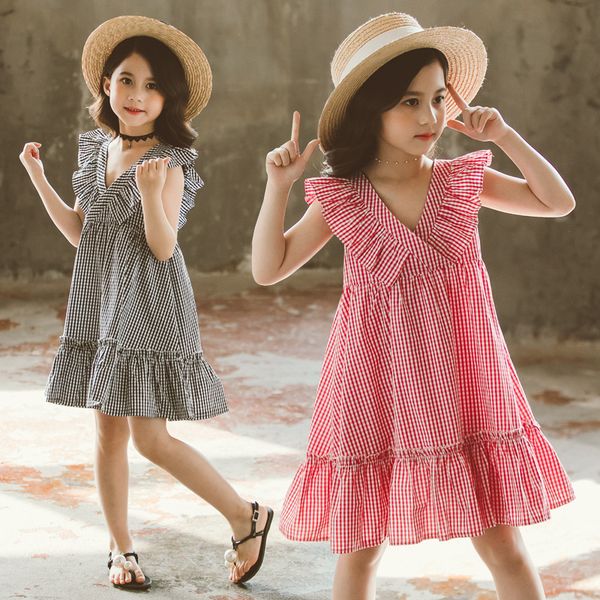 2020 summer big girl dress black pink plaid fashion casual teenager children dresses petal sleeve baby girls cute kids clothes, Red;yellow
2020 summer big girl dress black pink plaid fashion casual teenager children dresses petal sleeve baby girls cute kids clothes, Red;yellow