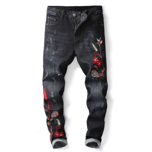 designer mens jeans european and american style fashion hipster denim trousers black embroidery ripped jeans casual street nine pants, Blue
designer mens jeans european and american style fashion hipster denim trousers black embroidery ripped jeans casual street nine pants, Blue