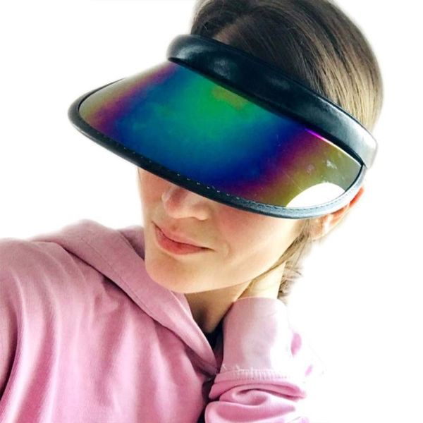 women men hologram rainbow wide brim sun visors hat ess sunglasses uv protection plastic panel sportswear clip-on summer cap, Blue;gray
women men hologram rainbow wide brim sun visors hat ess sunglasses uv protection plastic panel sportswear clip-on summer cap, Blue;gray