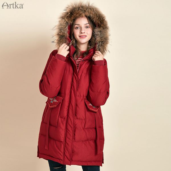 artka 2019 winter new women vintage embroidery 90% white duck down coat raccoon fur collar hooded thick loose down coat zk10492d, Black
artka 2019 winter new women vintage embroidery 90% white duck down coat raccoon fur collar hooded thick loose down coat zk10492d, Black