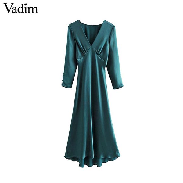 vadim women cozy solid midi dress v neck long sleeve elastic waist party club wear stylish mid calf dresses qc780, Black;gray
vadim women cozy solid midi dress v neck long sleeve elastic waist party club wear stylish mid calf dresses qc780, Black;gray