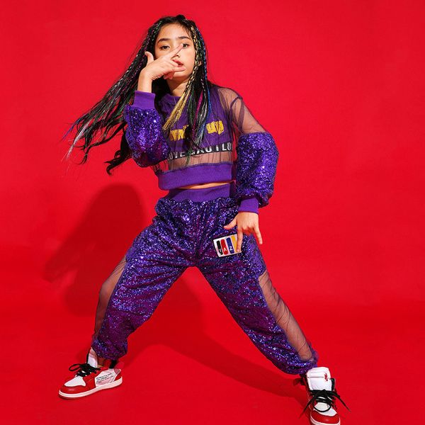 sequin dance costumes long sleeve purple girls street dance practice wear performance clothing hip hop stage rave clothes, Black;red
sequin dance costumes long sleeve purple girls street dance practice wear performance clothing hip hop stage rave clothes, Black;red