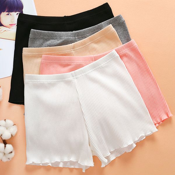 women girls summer safety pants thread ribbed striped seamless stretchy underpants solid color ruffled agaric hem boxer shorts, Black;pink
women girls summer safety pants thread ribbed striped seamless stretchy underpants solid color ruffled agaric hem boxer shorts, Black;pink