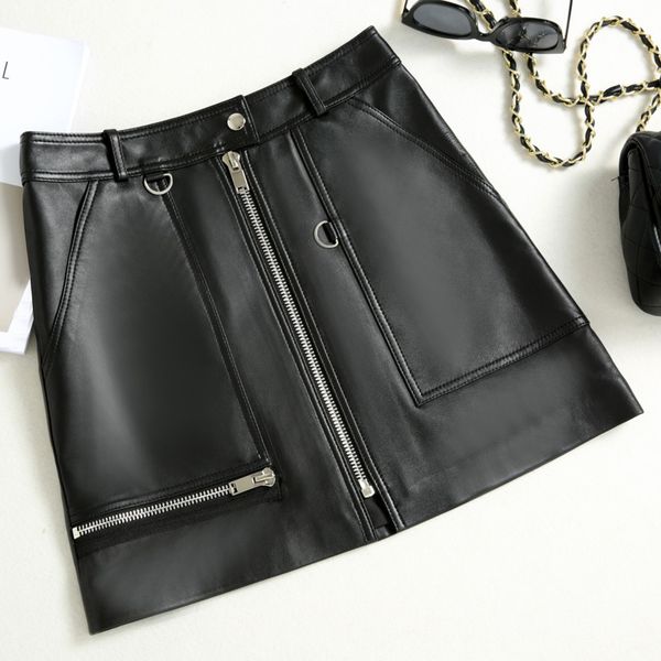women leather mini skirt zip night club slim fit wrap skirts casual streetwear high waist sheepskin genuine leather skirt, Black
women leather mini skirt zip night club slim fit wrap skirts casual streetwear high waist sheepskin genuine leather skirt, Black