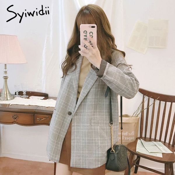 plaid single button women blazer vintage oversized full sleeve plaid female suit coat elegant women jackets work wear spring, White;black
plaid single button women blazer vintage oversized full sleeve plaid female suit coat elegant women jackets work wear spring, White;black