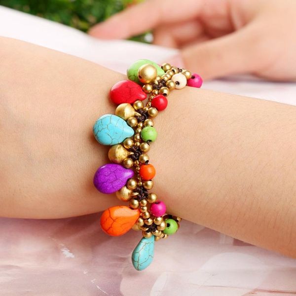 fyjs unique copper stackable water drop many colors turquoises stone stretchy bracelet ethnic jewelry, Black
fyjs unique copper stackable water drop many colors turquoises stone stretchy bracelet ethnic jewelry, Black