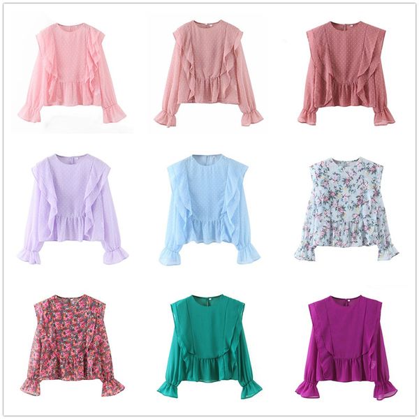 women's blouses & shirts candy colors sweet ruffles chiffon blouse shirt women o neck flare sleeve print 2021 summer beach blusas 1, White
women's blouses & shirts candy colors sweet ruffles chiffon blouse shirt women o neck flare sleeve print 2021 summer beach blusas 1, White