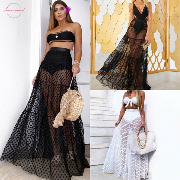 women boho maxi high waist sheer skirt polka dot long skirts a line club party summer beach sundres, Black
women boho maxi high waist sheer skirt polka dot long skirts a line club party summer beach sundres, Black
