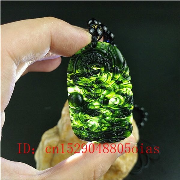 certified chinese natural black green jade dragon pendant beads necklace charm jewelry obsidian carved amulet gifts for men, Silver
certified chinese natural black green jade dragon pendant beads necklace charm jewelry obsidian carved amulet gifts for men, Silver