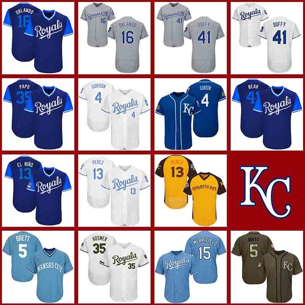 13 Salvador Perez 41 Danny Duffy Kansas City 16 Paulo Orlando 15 Whit Merrifield 35 Eric Royals 5 George Brett 4 Alex Gordon Jerseys
13 Salvador Perez 41 Danny Duffy Kansas City 16 Paulo Orlando 15 Whit Merrifield 35 Eric Royals 5 George Brett 4 Alex Gordon Jerseys
