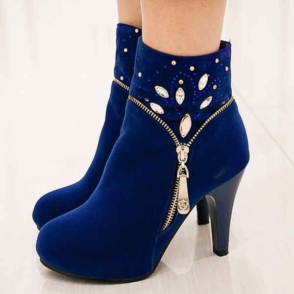 women wnter high heel boots pu leather ankle boot woman crystal side zipper booties ladies round toe western boot dressing boots, Black
women wnter high heel boots pu leather ankle boot woman crystal side zipper booties ladies round toe western boot dressing boots, Black