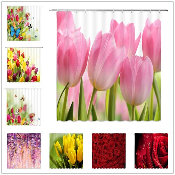 Flower Shower Curtains Tulip Rose Floral Plant Butterfly Spring Scenery Home Bathroom Decor Polyester Fabric Bathtub Curtain Set
Flower Shower Curtains Tulip Rose Floral Plant Butterfly Spring Scenery Home Bathroom Decor Polyester Fabric Bathtub Curtain Set