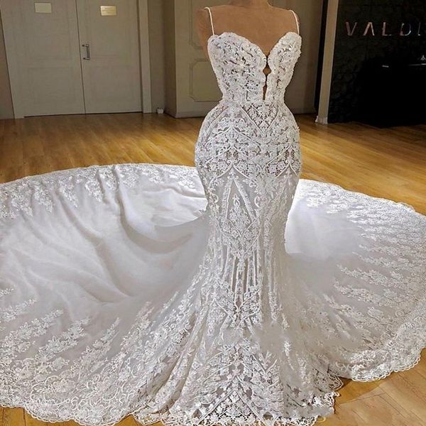 lace mermaid wedding dresses spaghetti straps vintage lace wedding dress long train vestidos de noiva back bridal gowns beach, White
lace mermaid wedding dresses spaghetti straps vintage lace wedding dress long train vestidos de noiva back bridal gowns beach, White