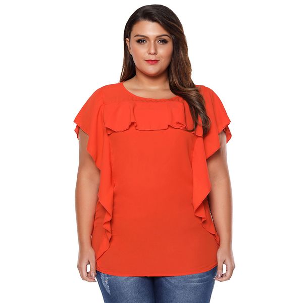 plus size women's fashion solid ruffles o neck shirts short sleeve summer oversized chiffon xl 2xl 3xl 4xl, White
plus size women's fashion solid ruffles o neck shirts short sleeve summer oversized chiffon xl 2xl 3xl 4xl, White