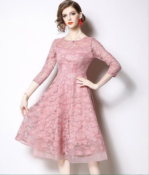 2019 summer crew neck a-line sweet girl mini dresses street style dress knee-length lace embroidery flora 3/4 sleeve women skirts, Black;pink
2019 summer crew neck a-line sweet girl mini dresses street style dress knee-length lace embroidery flora 3/4 sleeve women skirts, Black;pink