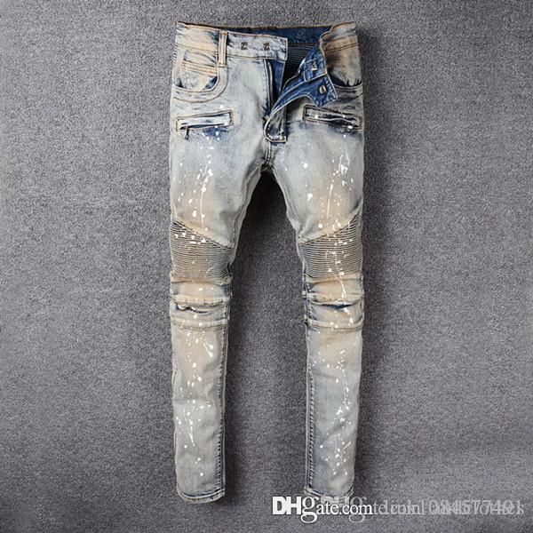 luxury pants designer jeans men high street trend light paint slim fit motorcycle biker denim jeans hip hop mens jeans size 28-39, Blue
luxury pants designer jeans men high street trend light paint slim fit motorcycle biker denim jeans hip hop mens jeans size 28-39, Blue