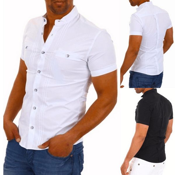 men's casual shirts dihope men solid short sleeve cotton button down dress turn collar male slim fit office party, White;black
men's casual shirts dihope men solid short sleeve cotton button down dress turn collar male slim fit office party, White;black