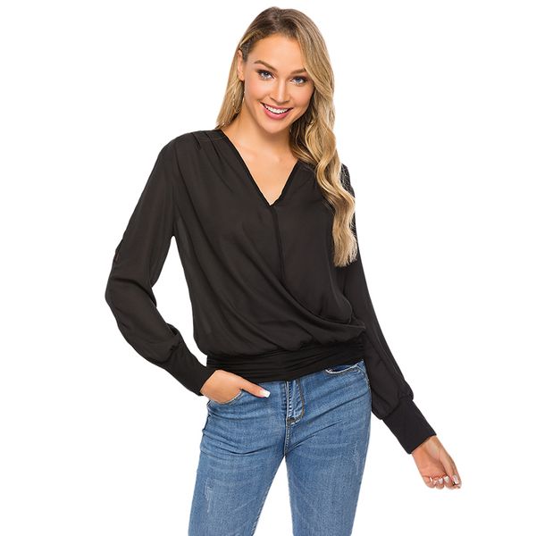 good quality spring women v-neck shoulder pleated long-sleeved ladies casual loose shirts women clothing new arrivals, White
good quality spring women v-neck shoulder pleated long-sleeved ladies casual loose shirts women clothing new arrivals, White