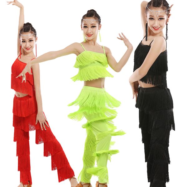 1 set girl latin dance dresses ballroom fringe tassel dress pants kids sequin fringe salsa samba stage competition dance costum, Black;red
1 set girl latin dance dresses ballroom fringe tassel dress pants kids sequin fringe salsa samba stage competition dance costum, Black;red
