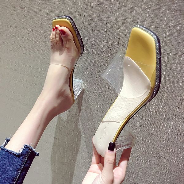 shoes slippers women summer transparent heel glitter slides pantofle heeled mules fashion square heel jelly 2020 heels, Black
shoes slippers women summer transparent heel glitter slides pantofle heeled mules fashion square heel jelly 2020 heels, Black