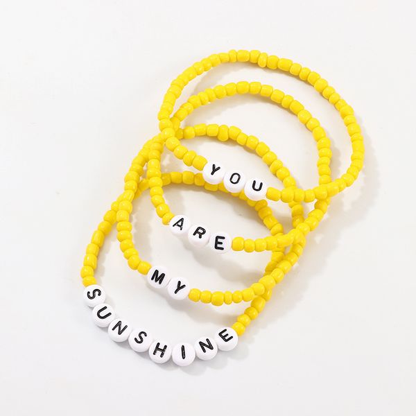 4pc/set new creative yellow color beads chain letters charm bracelets for women boho simple friendship couple bracelet jewelry, Black
4pc/set new creative yellow color beads chain letters charm bracelets for women boho simple friendship couple bracelet jewelry, Black