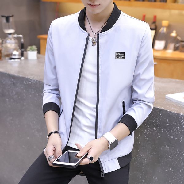 2019 men fall the new trend of cultivate one's morality handsome baseball collar jacket youth pure color leisure thin jacket, Black;brown
2019 men fall the new trend of cultivate one's morality handsome baseball collar jacket youth pure color leisure thin jacket, Black;brown