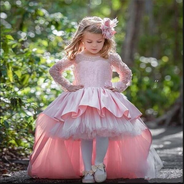 high low pink cute flower girls dresses for wedding long sleeves birthday party gowns with big bow custom made girl dresses, Red;yellow
high low pink cute flower girls dresses for wedding long sleeves birthday party gowns with big bow custom made girl dresses, Red;yellow