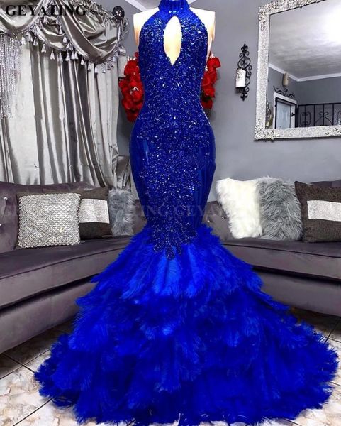 royal blue feathers mermaid prom dress 2019 elegant cut-out high neck applique beaded plus size african graduation evening gowns, White;black
royal blue feathers mermaid prom dress 2019 elegant cut-out high neck applique beaded plus size african graduation evening gowns, White;black