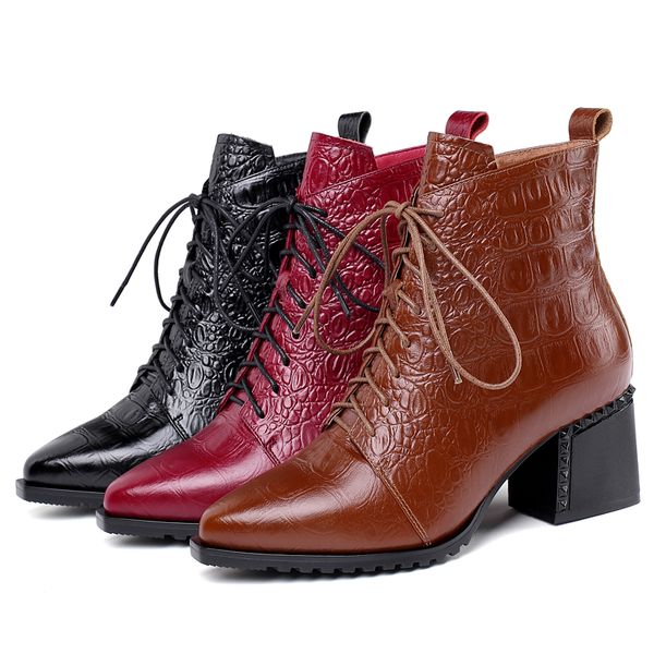 plus size 42 women's genuine leather thick high heel lace-up ankle boots pointed toe autumn short booties shoes hot, Black
plus size 42 women's genuine leather thick high heel lace-up ankle boots pointed toe autumn short booties shoes hot, Black