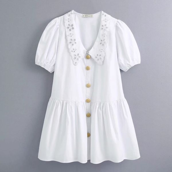 2020 women sweet hollow out embroidery collar white a line dress female puff sleeve breasted vestidos chic poplin dresses ds3614, Black;gray
2020 women sweet hollow out embroidery collar white a line dress female puff sleeve breasted vestidos chic poplin dresses ds3614, Black;gray