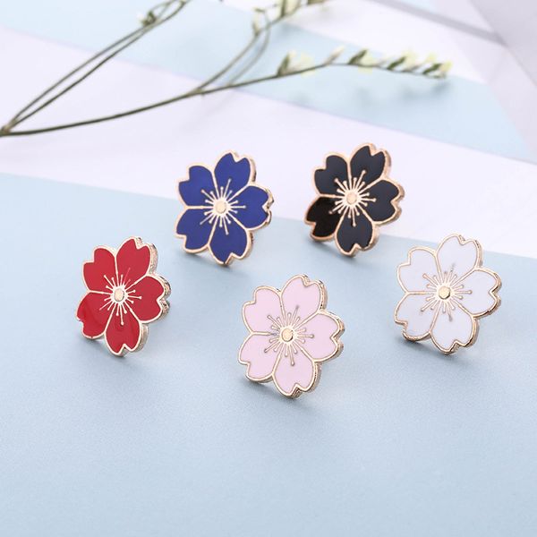 

2019 sweet cherry blossom brooch drip flower collar pin enamel badges clothing bags accessories valentine christmas gift, Gray