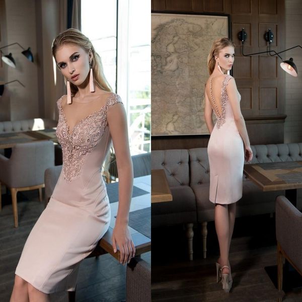 vintage sheer jewel neck mother of bride dresses dusty pink satin button open back women gowns applique knee length mothers dresses, Black;red
vintage sheer jewel neck mother of bride dresses dusty pink satin button open back women gowns applique knee length mothers dresses, Black;red