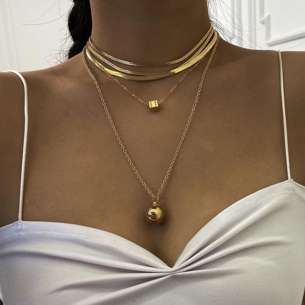 diezi fashion punk gold color metal ball pendant long chain choker necklaces for women vintage party jewelry 2020 gifts, Silver 
diezi fashion punk gold color metal ball pendant long chain choker necklaces for women vintage party jewelry 2020 gifts, Silver