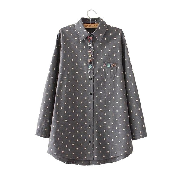 women's blouses & shirts drop chemise femme ropa mujer women cotton blouse polka dot flared blusas plus size clothing ladies, White
women's blouses & shirts drop chemise femme ropa mujer women cotton blouse polka dot flared blusas plus size clothing ladies, White