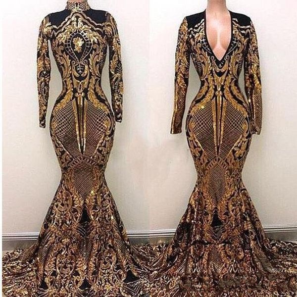 2019 vintage yousef aljasmi high neck prom dresses black and gold sweep train luxury mermaid long sleeve formal evening gowns
2019 vintage yousef aljasmi high neck prom dresses black and gold sweep train luxury mermaid long sleeve formal evening gowns
