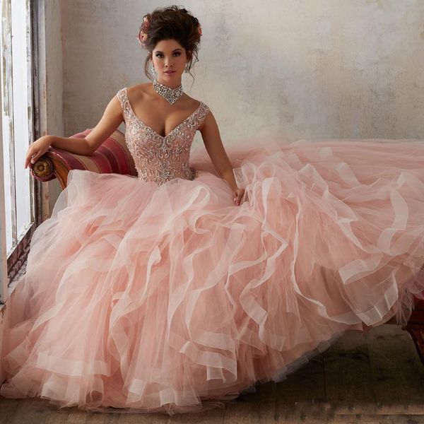 2018 Quinceanera Dress Ball Gown Gorgeous Beaded Cap Sleeves Sweetheart Organza Layered Coral Mint Prom Dresses Girl Sweet 16 Dress
2018 Quinceanera Dress Ball Gown Gorgeous Beaded Cap Sleeves Sweetheart Organza Layered Coral Mint Prom Dresses Girl Sweet 16 Dress