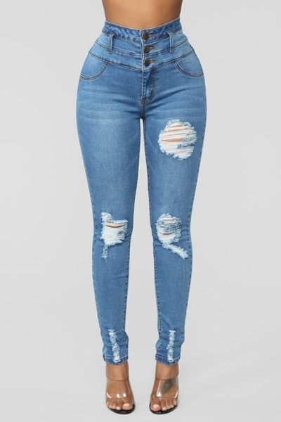 plus size woman denim pants woman high waist jeans button female trouser, Blue
plus size woman denim pants woman high waist jeans button female trouser, Blue