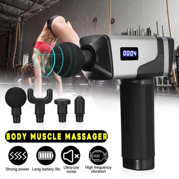 20 speeds therapy massage guns 4 heads lcd display 2500mah battery vibration percussion muscle massager body relax massage
20 speeds therapy massage guns 4 heads lcd display 2500mah battery vibration percussion muscle massager body relax massage