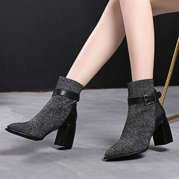 2019 new thick heel autumn shoes woman spring high heeled ankle boots female students british style short boots booties silver, Black
2019 new thick heel autumn shoes woman spring high heeled ankle boots female students british style short boots booties silver, Black