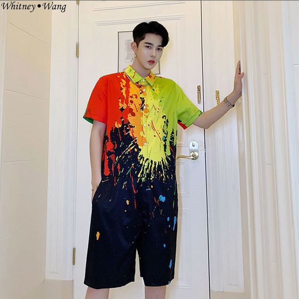 whitney wang 2019 summer fashion high street style colors contrast painted overalls men stylish jumpsuit romper bodysuits, Black
whitney wang 2019 summer fashion high street style colors contrast painted overalls men stylish jumpsuit romper bodysuits, Black