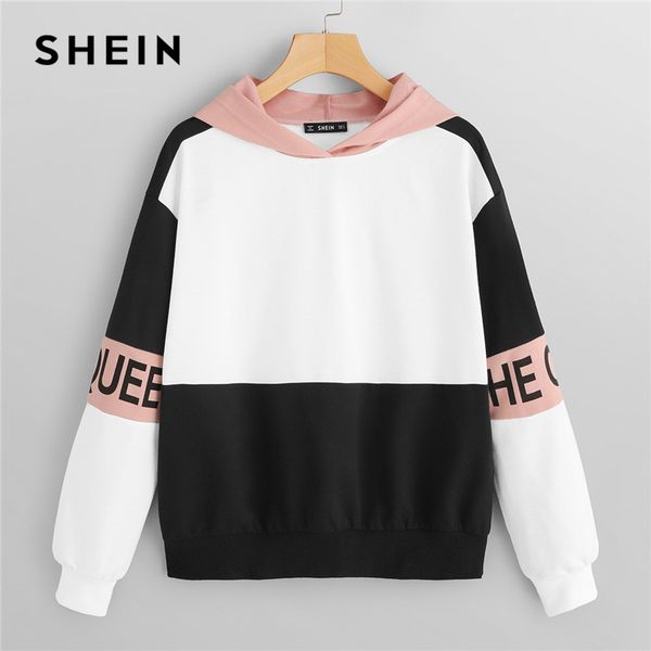 shein multicolor elegant color block letter print pullovers hooded sweatshirt 2018 autumn minimalist women sweatshirts, Black
shein multicolor elegant color block letter print pullovers hooded sweatshirt 2018 autumn minimalist women sweatshirts, Black